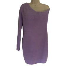 Superdown Revolve Christine One Shoulder Dress Sweater Dress Fuzzy Lavender Lg