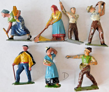Old FRANCE Lead 1930s, Farm Workers in Action Poses, 54mm - 60mm, 7 Pieces D