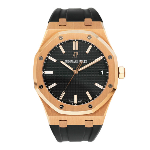 Audemars Piguet Royal Oak 15500OR Black Dial Mens Watch Box Pa...