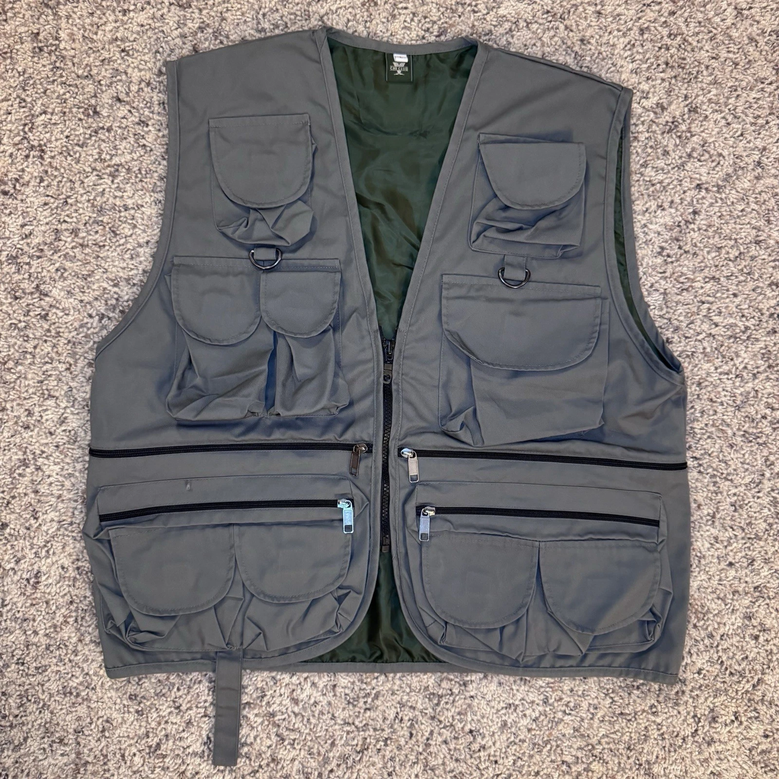 Vintage Chi Club Men’s Utility Vest Green Polyester Full Zip Multi-Pocket L
Opens in a new window or