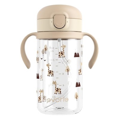 Evorie Tritan Spill Proof Toddler Straw Sippy Cup, 10 oz 10.1 Ounces, Giraffe 