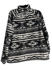 EDDIE BAUER Woman  s Black White 1/4 Zip Pullover Cozy Polar Fleece Sz XXL