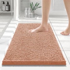 Smiry Luxury Chenille Bathroom Rugs 24x16, Extra Soft and 24'' x 16'', Peach