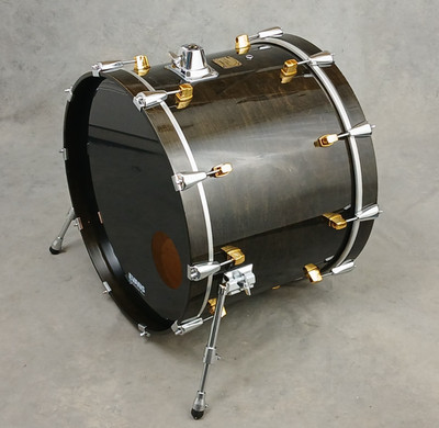 YAMAHA MAPLE CUSTOM 16 X 22'' TRANSPARENT BLACK BASS DRUM, GOLD LUGS, JAPAN