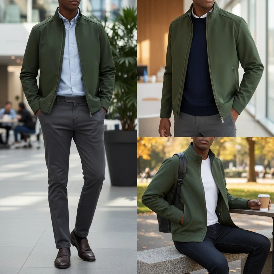 Paul & Shark Outdoor Jacket Mens Bomber Green Stretch Fabric Typhoon 20000 BNWOT - Image 3 of 4