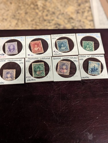 8 Vintage 1871 - 1899 Hawaii Princess & Queen Stamp Lot Kapiolani