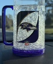 Baltimore Ravens Crystal Freezer Mug.  16 Oz double wall insulation