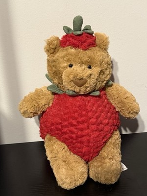 Jellycat Erdbeere Bartholomäus Bär Brandneu mit Etikett, schneller Versand! Original,    