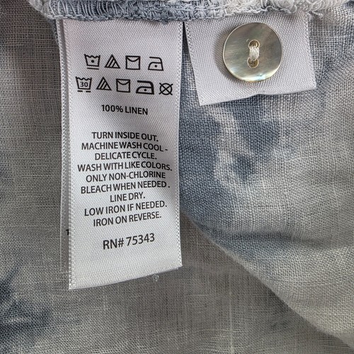 C&C California Shirt Womens 3X 100% Linen White Blue Tie Dye - Picture 4 of 6