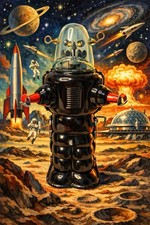 Tin Robot Reproduction Robby the Robot Crank Action 