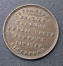 "COCOA ROOMS, LIVERPOOL L TOKEN - BRITISH WORKMAN PUBLIC HOUSE CO LTD" Lot G36