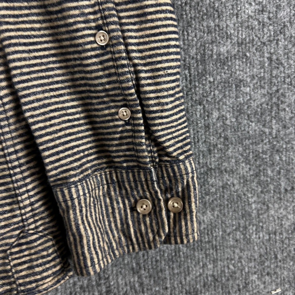 Camisa Publish Para Hombre XL Azul Tostado Rayas Abotonada Manga Larga Franela Foto 3 de 4