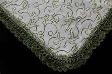 Baby Receiving Blanket SO MANY BUNNIES Hand Crocheted Green Edge Girl  Boy
