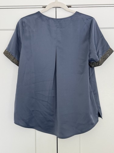 Blusa Gracia Azul Estrás Manga Banda Talla M - Imagen 2 de 3