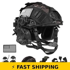 ClrfZebr Tactical Helmet with Headset & Cover - Green