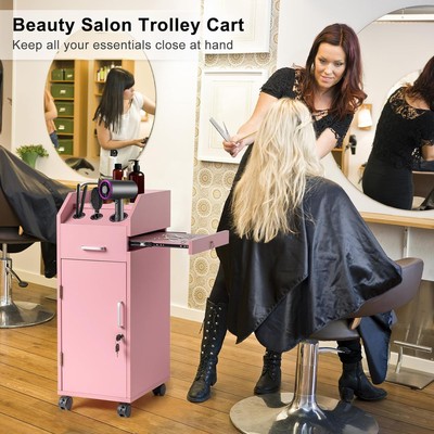 Hair Stylist Salon Cart Station Barber Beauty Spa Storage Trolley w/4 Drawers
