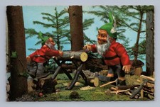 Antique Swiss Gnomes Sawing Wood Steiff Figures Forest 1950s