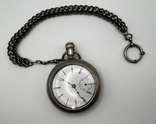 Elgin 7J Pocket Watch 58mm w/ Chain   Vintage USA Working Timepiece
