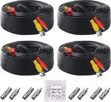 4 Pack 100Ft/30M All-In-One Video Power Cables, BNC Extension Surveillance Ca...