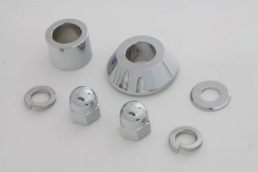 Kit espaciador eje delantero estilo liso cromado para Harley Davidson Foto 2 de 2