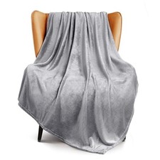 Extra Large Fleece Throw Blanket for Couch, Throw XL (50"x70") Light Grey