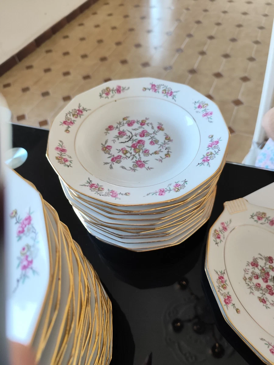 ART DE LA TABLE SERVICE VERITABLE PORCELAINE DE LUXE "ADP" FRANCE