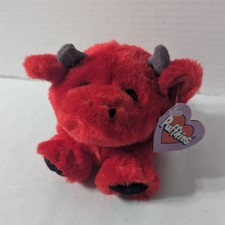 Vintage 1994 Swibco Puffkins Plush Stuffed Animal Red Bull Bruno 6651
