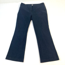 LOFT Curvy Bootcut Pants Womens Sz 14 Blue Chambray Stretch Cotton Career Casual