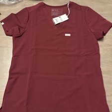 Figs Scrub Top Womens S Petite Burgundy Catarina One Pocket Technical Collection