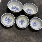 Signed Old Chinese TRANSLUCENT BLUE & WHITE - KOI GOLD FISH PORCELAIN BOWL 