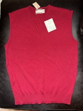 NEW 1970s Sears Men s Sportswear Sweater Vest XL 100 Orlon Acrylic red