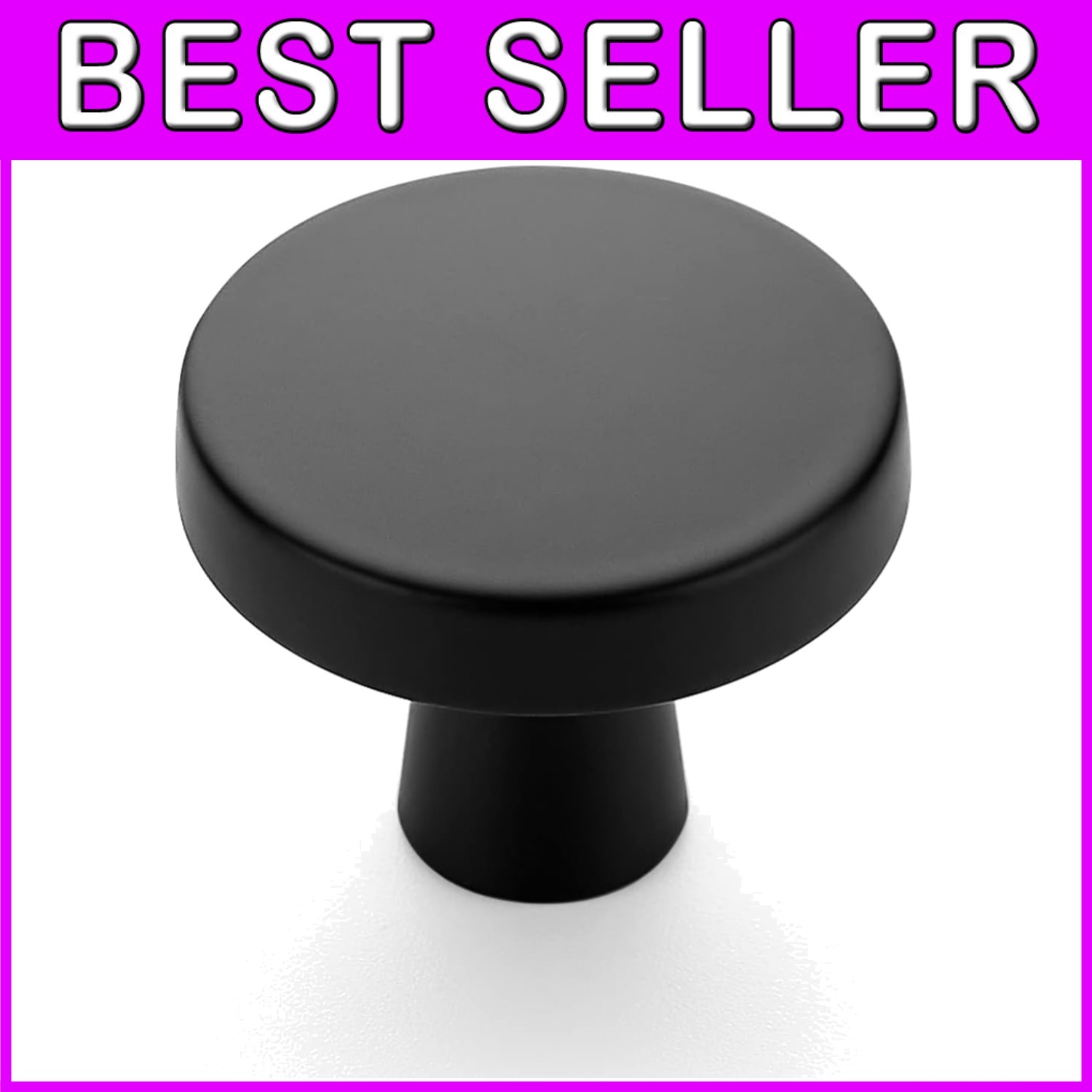 Matte Black Cabinet Knobs 30 Pack - 1-1/4 Inch Round