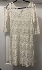 Lauren Ralph Lauren Dress Medium Sheath Crochet Eyelet 100% Cotton No Lining