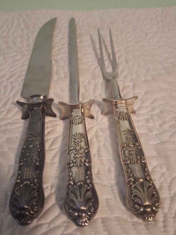 Vintage Sheffield England 3 Piece Monogrames Cuttlery Set