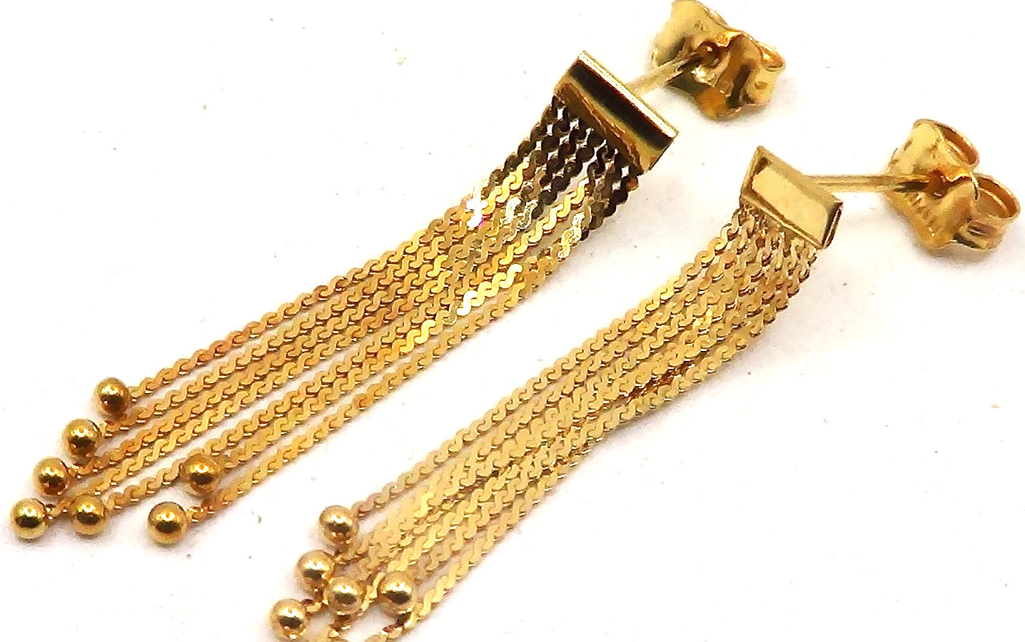 BEAUTIFUL SOLID 18K  YELLOW GOLD DANGLE EARRING - image 1