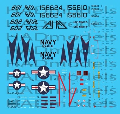 HAD Models HAD72220 - 1/72 RA-5C Vigilante part 3 / USS Nimizt with full stencil