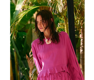 Free People Free Est Delilah Cropped Blouse Top Ruffle Cactus Rose S 284604