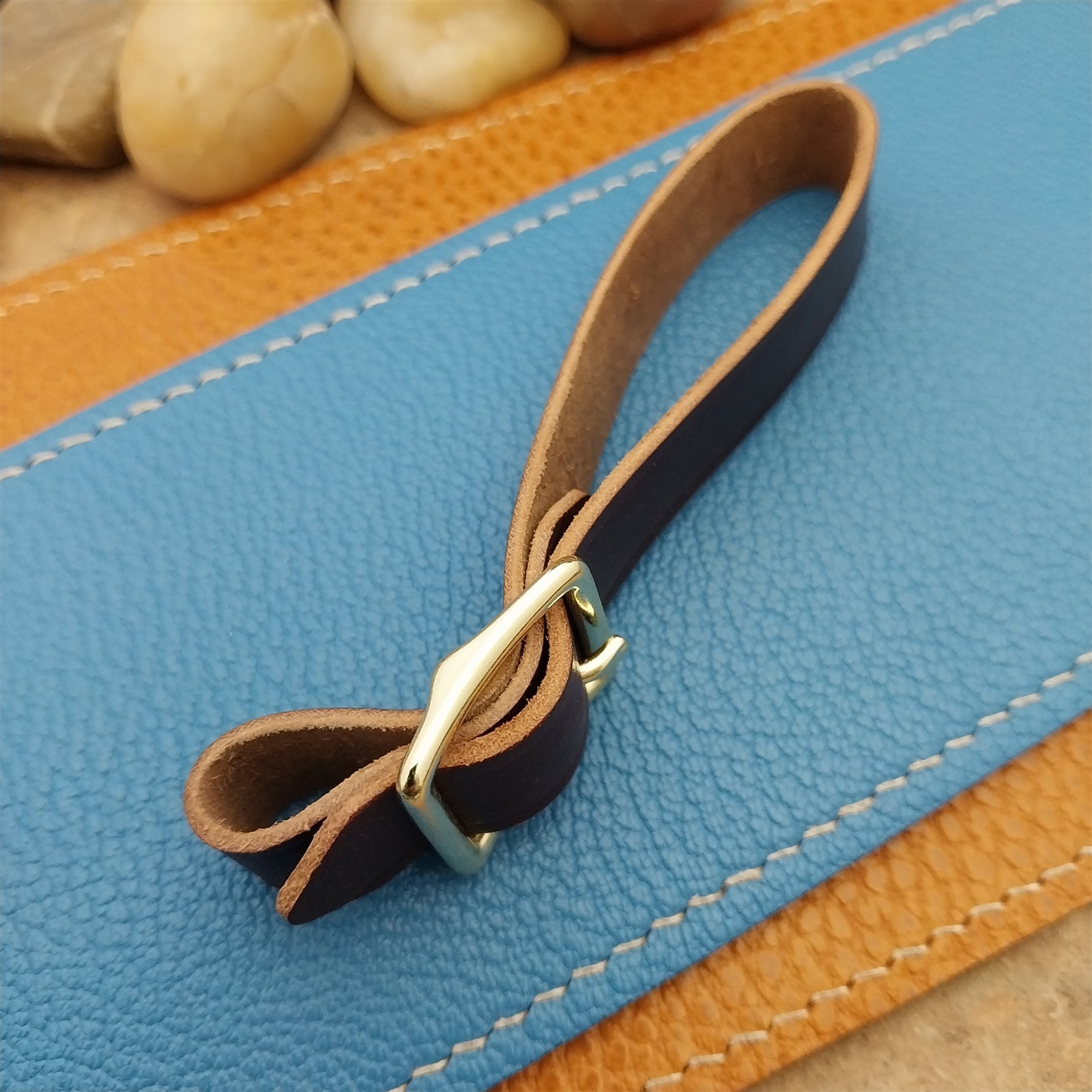 Shell Cordovan Leather Vintage Pocket Watch Fob Strap &Brass Finish Solid Buckle