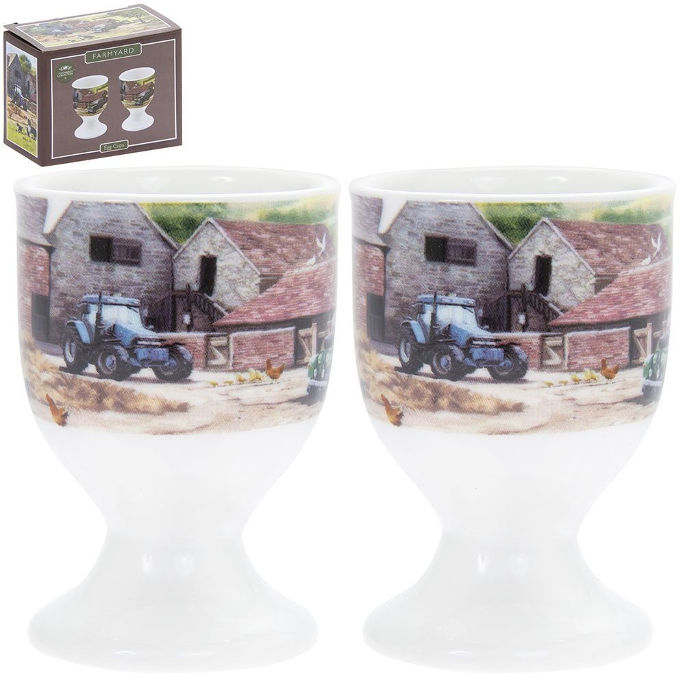 Farmyard Land Rover Tractor Egg Cups - Set of 2 - Lesser & Pavey Gift NEW