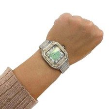 NEW Cartier Santos Medium Model Auto SS Watch w/ Aftermarket 11.5CTW Diamond Gre 3