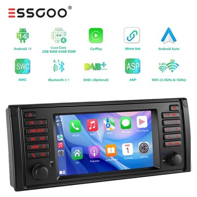 Für BMW 5er E39 M5 1996-2003 Android 14 Carplay Autoradio GPS NAVI WiFi 2+64G FM