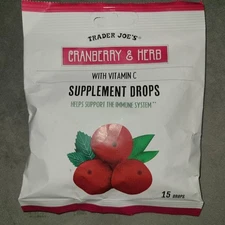 Trader Joe's Cranberry & Herb Vitamin C Supplement Drops 2 Packs