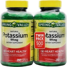 Spring Valley Potassium 99 mg from Potassium Gluconate 595 mg 250 Count, 2 Pack