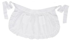 Womens Waist Apron with Pockets Retro Kitchen Cleaning Ruffles Half Apron White