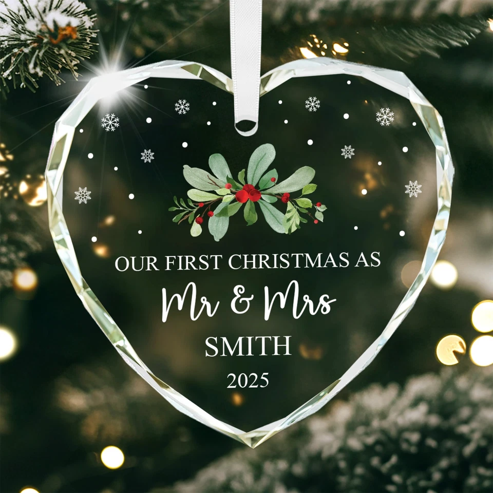 Personalised First Christmas As Mr and Mrs Married Decoration With Gift Bag - Image 2 of 4