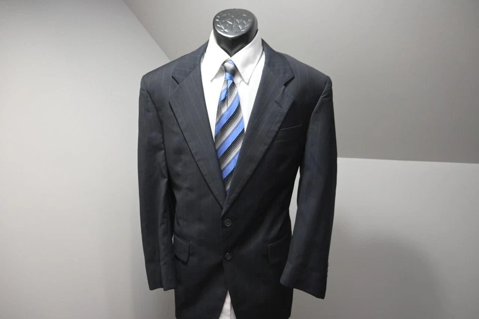 Jos A Bank 100% Wool Striped 2 Piece Suit Pants Jacket Mens Sz 34 x 31 40 R - Image 3 of 4