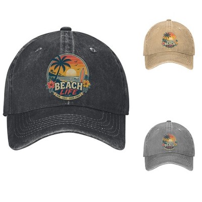 Beach Life Retro Sunset Dad Hat Tropical Baseball Cap