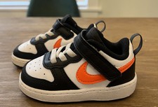 Nike Court Borough Low 2 Toddler Sneakers Size 5C Black White Orange