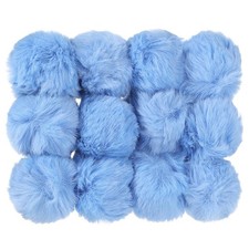 12Pcs Faux Fur Pom Poms for Hats, Fluffy Soft Fur Poms Balls, Blue