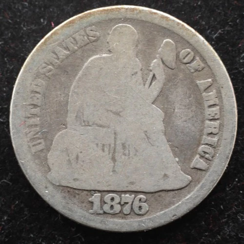 KAPPYSCOINS GH727 1876CC CARSON CITY GOOD SEATED LIBERTY SILVER DIME